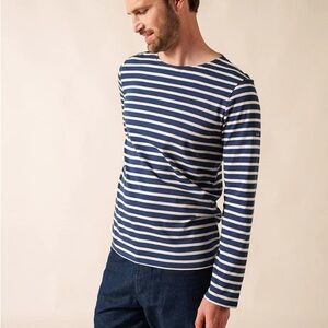 Saint James Classic Navy and White Striped Long Sleeve Tee